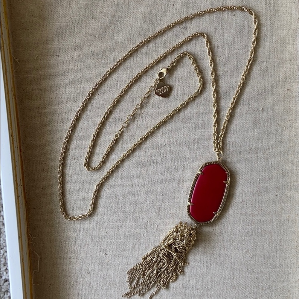 Kendra Scott Rayne red gold pendant tassel necklac